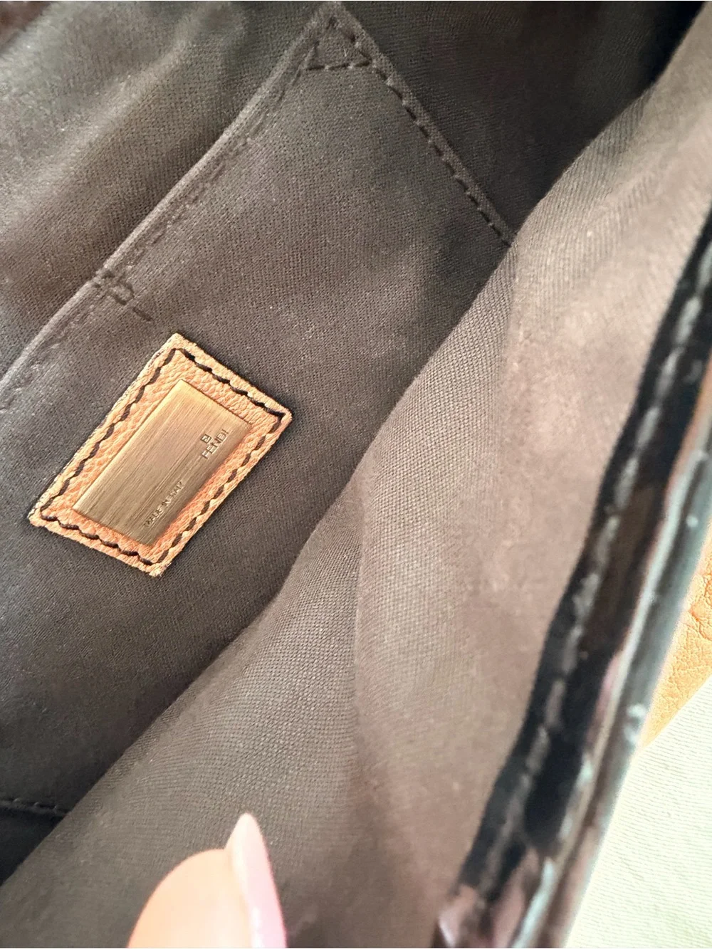 Fendi Orange Leather Shoulder Bag with Black Trim and Buckles